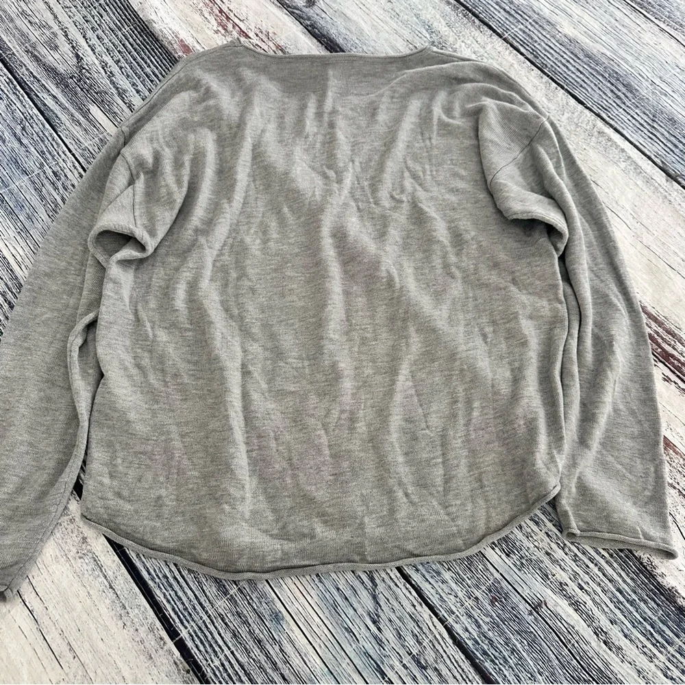 Rachel Zoe Gray Cashmere Blend “Love Football” Knit Sweater